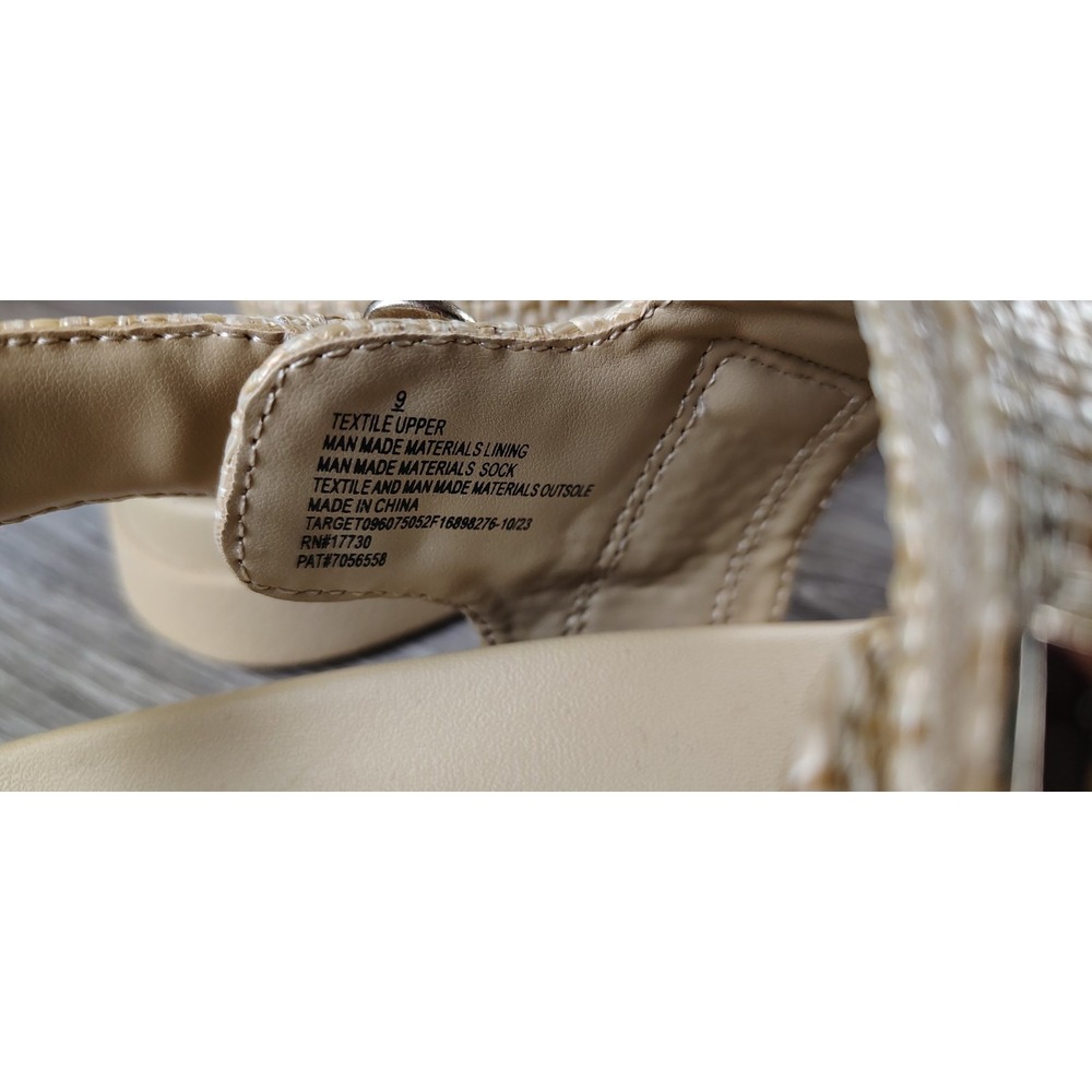 A New Day 9 Platform‎ Tan Straw Strappy Sandal Woven Raffia Look V3lcro Straps - Picture 4 of 8